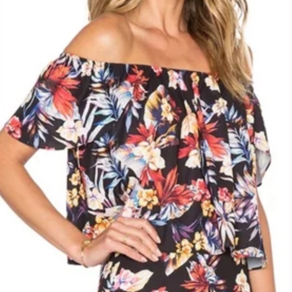 Whitney Eve floral off the shoulder crop top